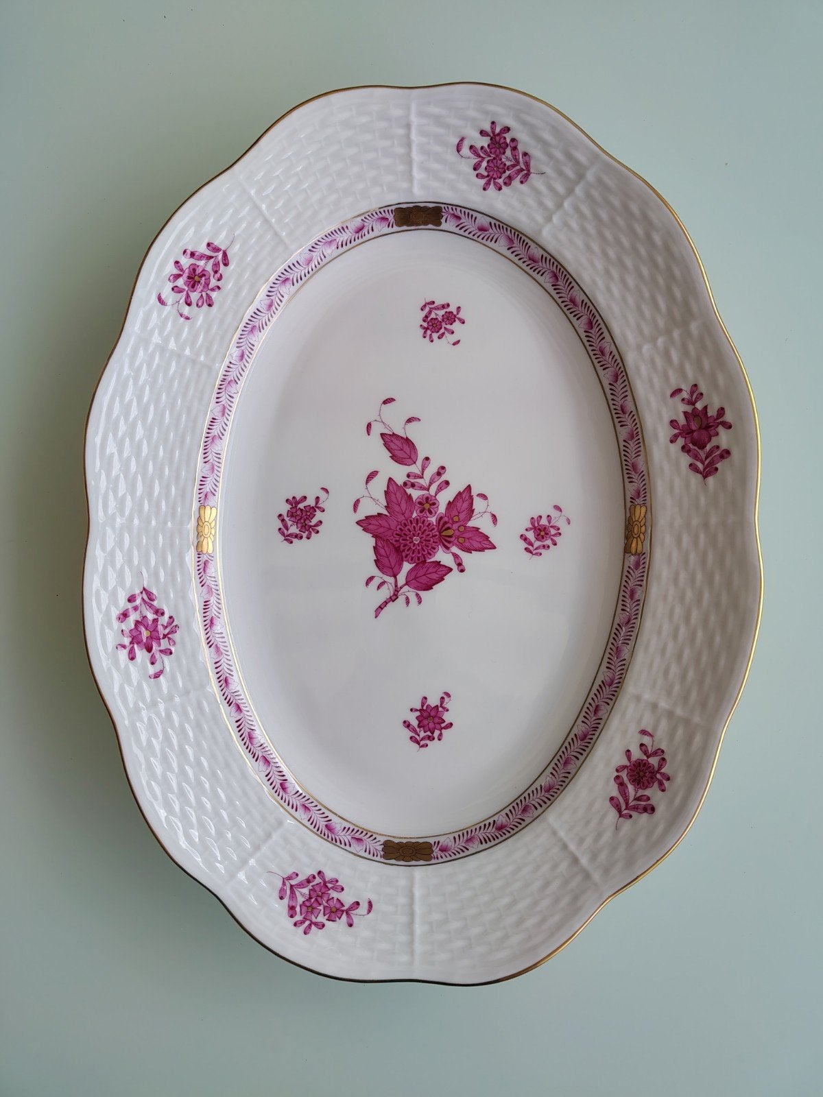 Herend Hongaarse porseleinen schaal met roze bloemmotief, Ophalen of Verzenden