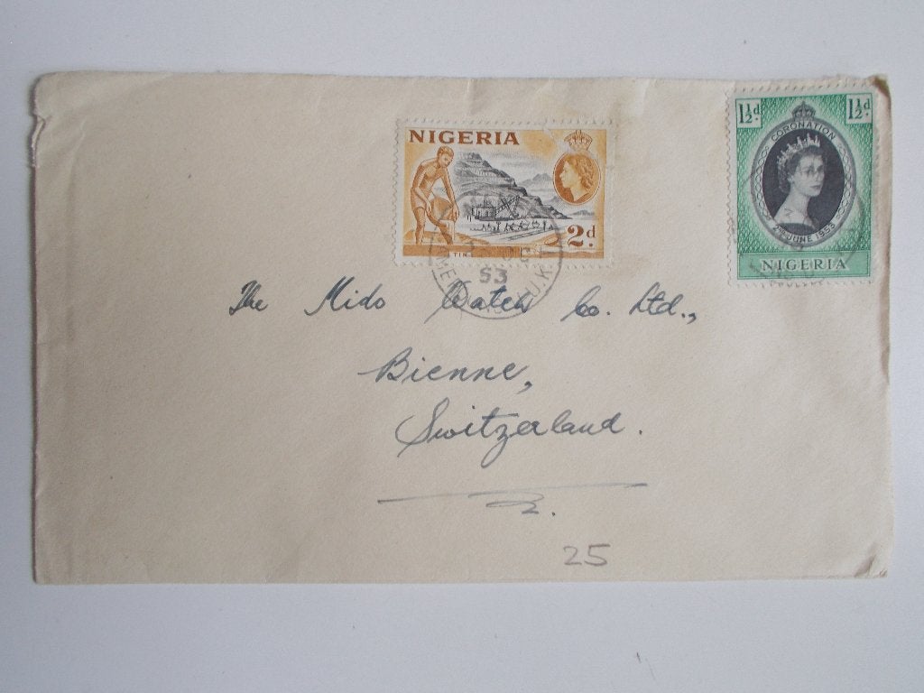 Nigeria, Envelop Verzonden Naar Zwitserland 1953., Postzegels en Munten, Brieven en Enveloppen | Buitenland, Ophalen, Envelop