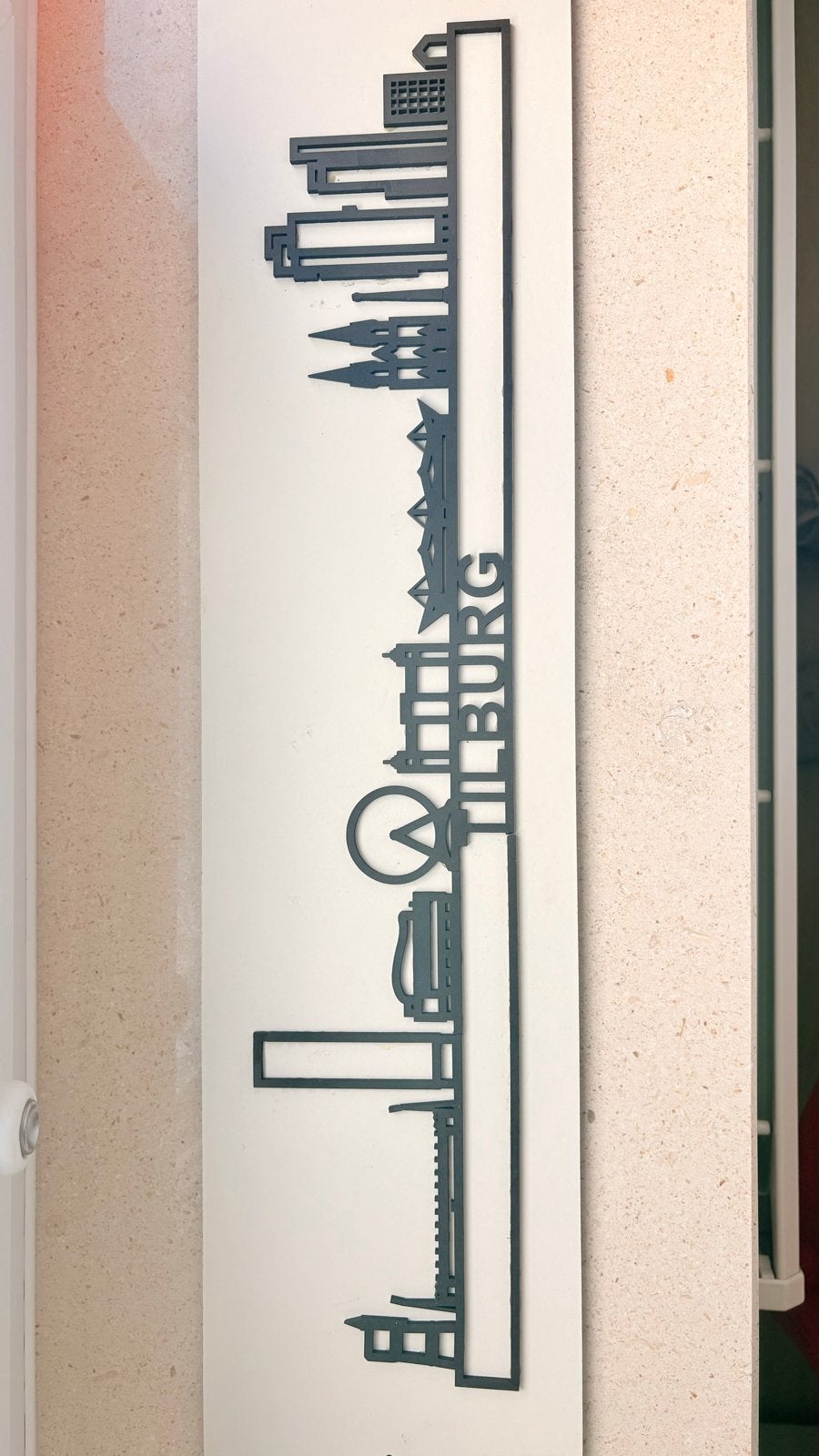 3D Skyline Tilburg wanddecoratie - 17x70cm Trespa plaat, Ophalen, 70 cm, 17 cm, Decoratieobject