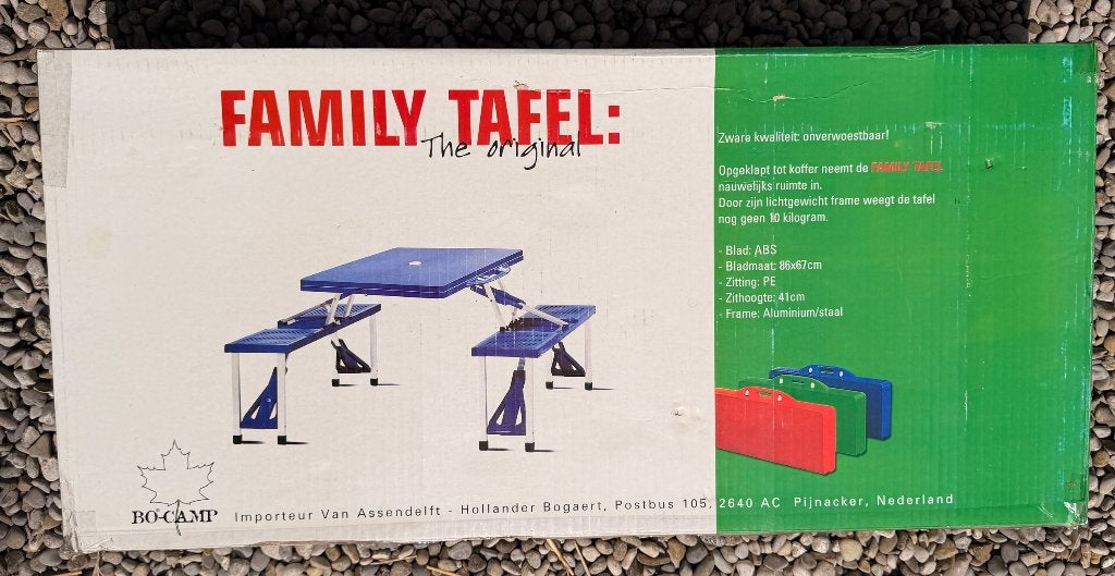 Opvouwbare Picknicktafel 4 Personen Bo-Camp Familytafel, Ophalen, Nieuw, Rechthoekig, Aluminium