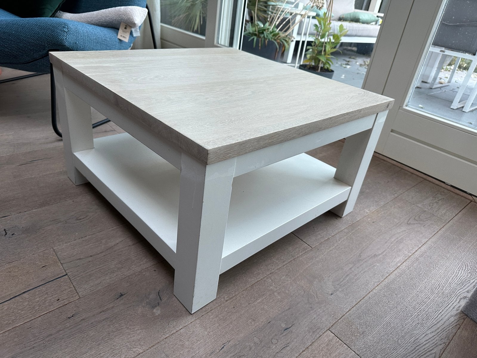 Eikenhouten salontafel, Ophalen, 100 tot 150 cm, 50 tot 100 cm, Zo goed als nieuw