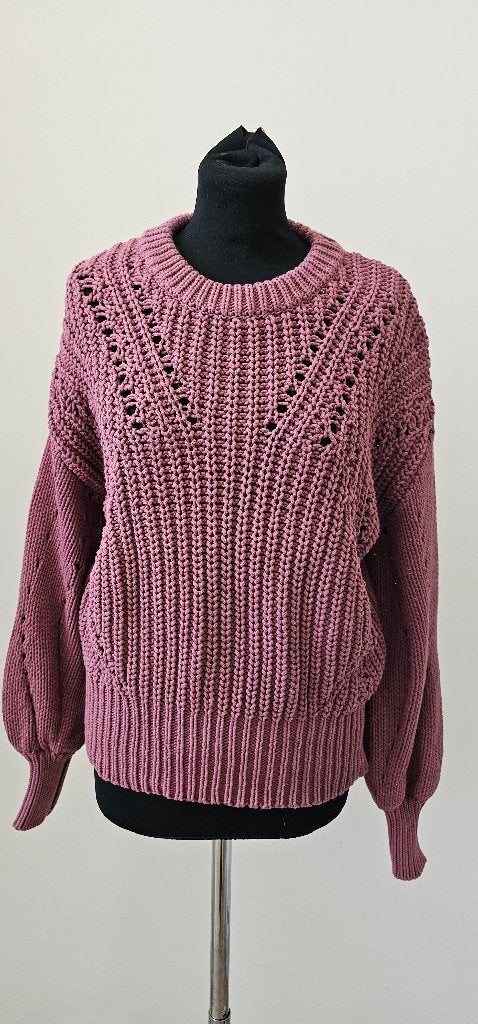 Roze gebreide trui met ballonmouwen ruby tuesday maat m (26), Kleding | Dames, Maat 38/40 (M), Ophalen of Verzenden, Onbekend
