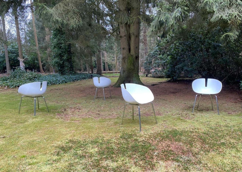 6 Moroso Fjord eetkamerstoelen, ontwerp P. Urquiola, Ophalen, Kunststof, Gebruikt, Wit
