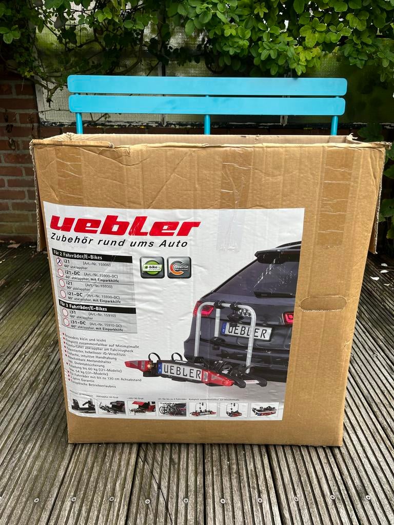 Uebler i21 fietsendrager, Auto diversen, Fietsendragers, Zo goed als nieuw, Trekhaakdrager, 2 fietsen, Brede banden, Ophalen