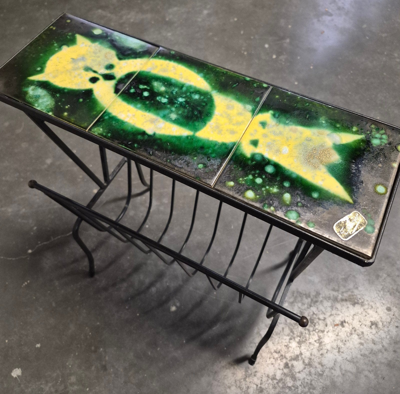Vintage Tablofer tegeltafel lectuurbak uil (Belarti stijl), Ophalen