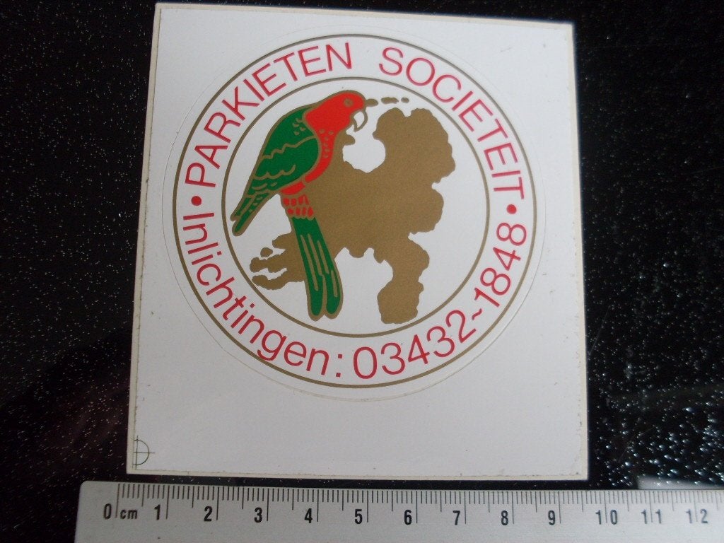 sticker parkieten societeit nederland logo inlichtingen:, Verzenden, Zo goed als nieuw, Bedrijf of Vereniging