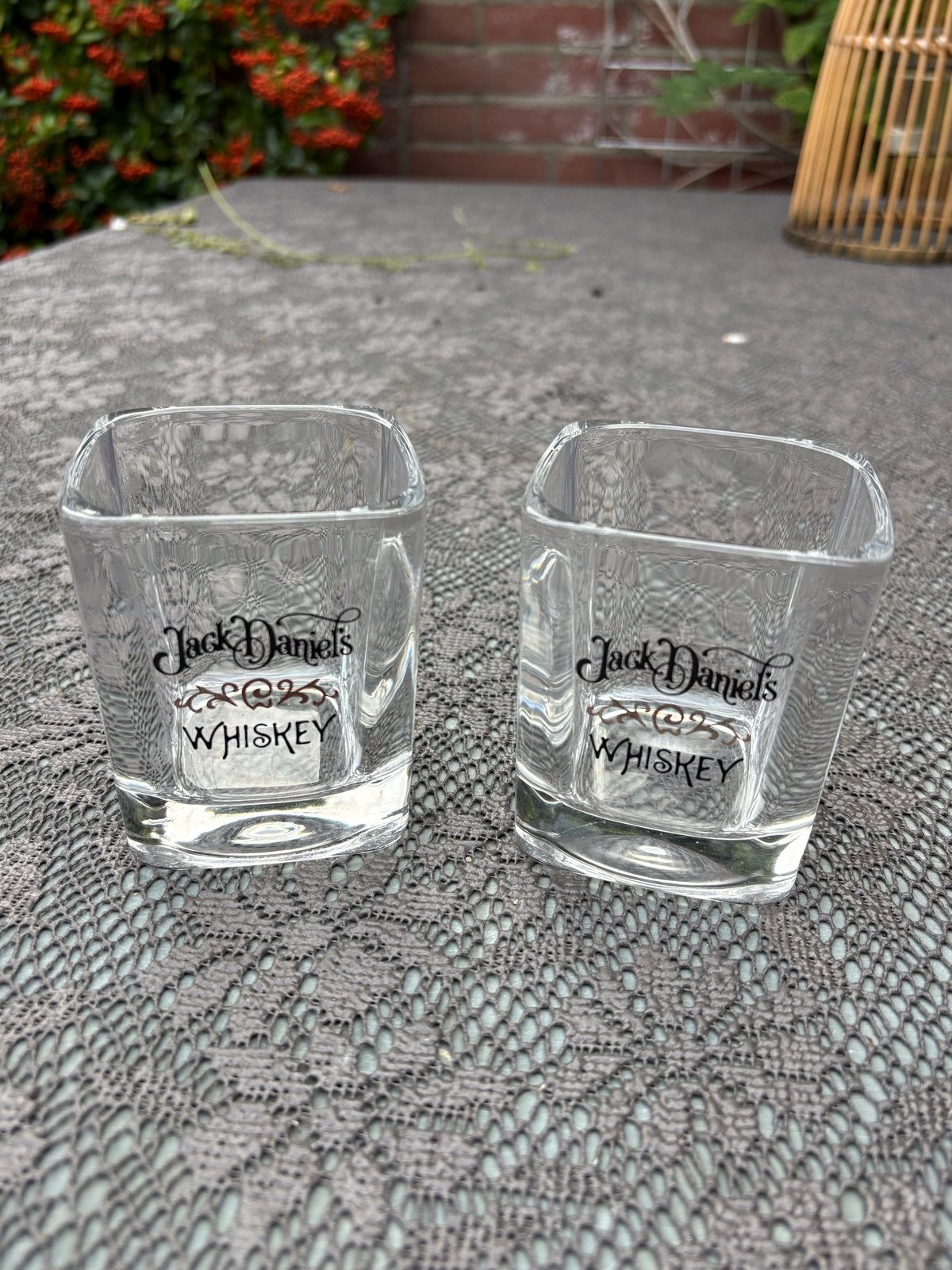 Set van 2 Jack Daniel's Whiskey Shotglaasjes, Ophalen of Verzenden, Zo goed als nieuw, Overige merken, Glas