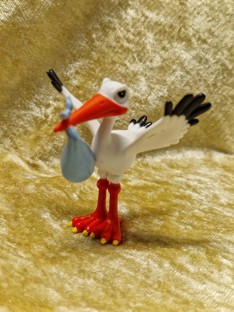Vintage ooievaar figuur – baby bundel, Verzamelen, Poppetjes en Figuurtjes, Ophalen of Verzenden, Zo goed als nieuw