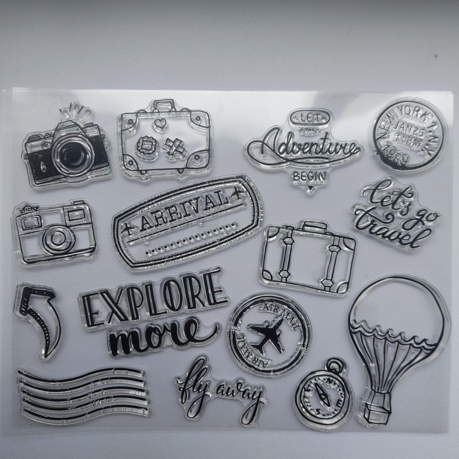Clear Stamps Reisthema no.4 - stempels air mail, Ophalen of Verzenden