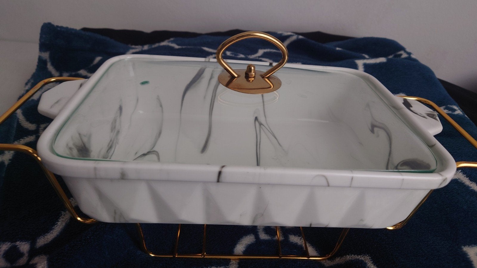 Luxe Marmerlook Chafing Dish Goud - Nieuw, Ophalen of Verzenden