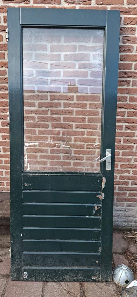 Schuurdeur hardhout (82,5 x 211,5 cm), Ophalen, Gebruikt, 80 tot 100 cm, Buitendeur