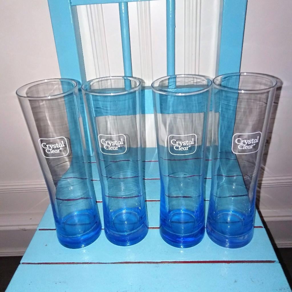 Crystal Clear glazen 4 stuks, Ophalen, Glas of Glazen, Gebruikt, Glas