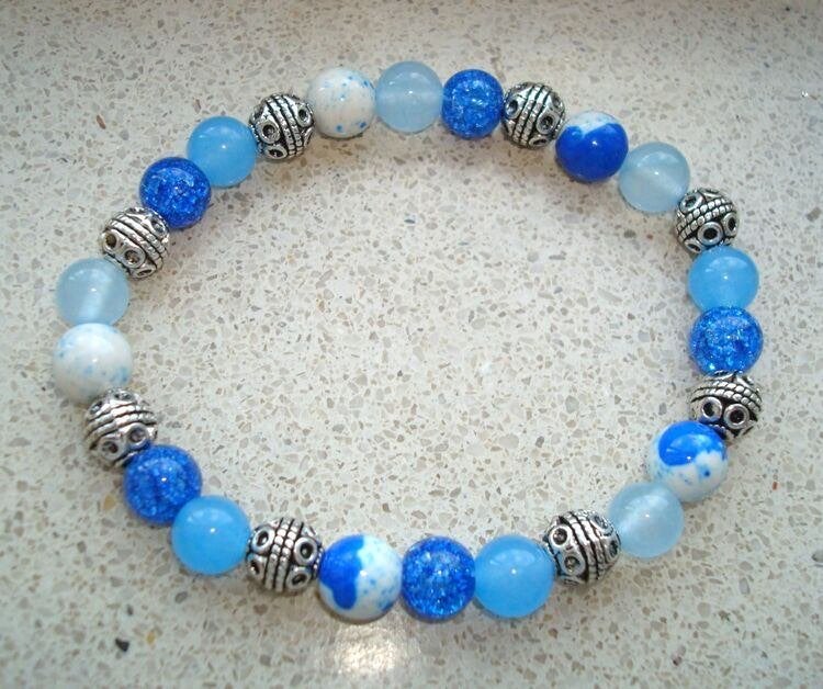 Armband van halfedelsteen in blauwtinten, Info.adorabeads@gmail.com, Adorabeads, Blauw, Nieuw