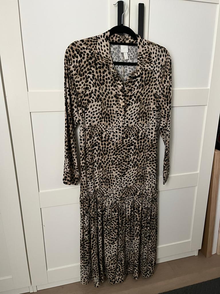 H&M Leopard Print Maxi Jurk - Maat  xs-s, Maat 38/40 (M), Beige, Ophalen of Verzenden, Zo goed als nieuw