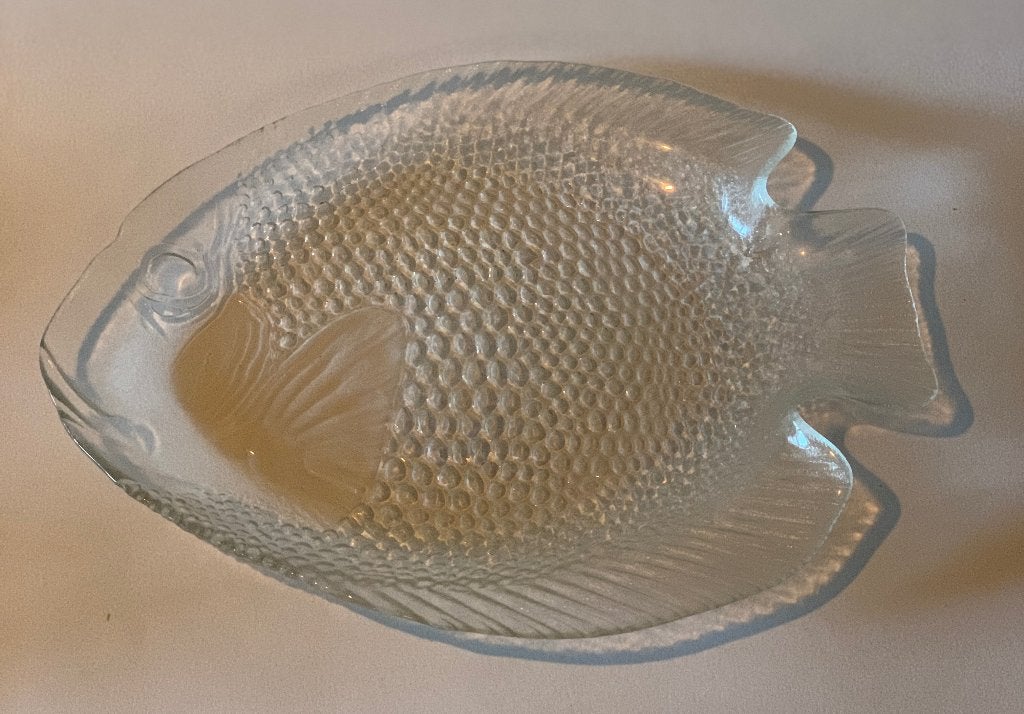 Glazen schaal in de vorm van een vis 27cm  glas visschaal, Ophalen of Verzenden
