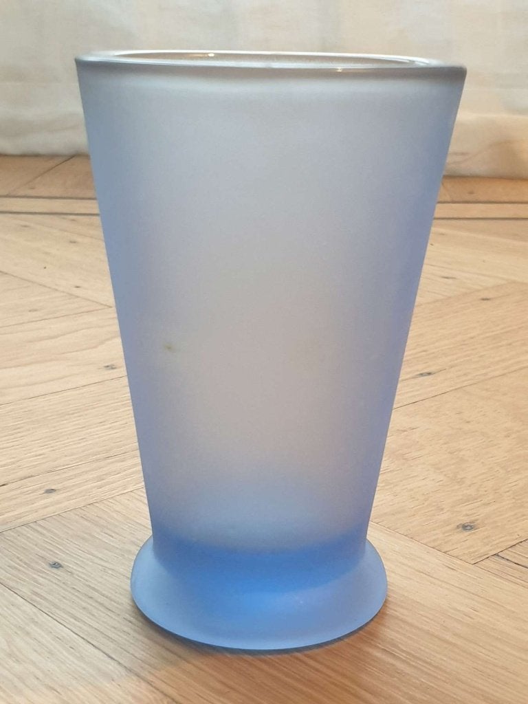 Blauwe glazen beker, houder voor tandenborstel, H 11cm, Huis en Inrichting, Ophalen of Verzenden, Blauw, Handdoek