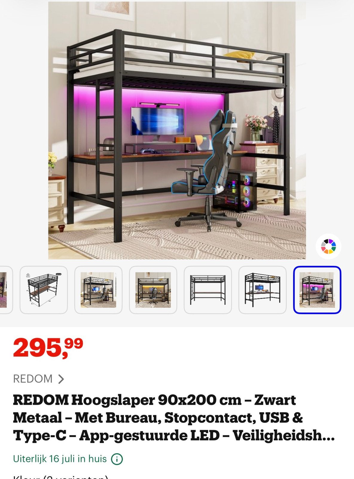 Nieuwe hoogslaper met bureau, Huis en Inrichting, Ophalen, Eenpersoons, Zo goed als nieuw, 90 cm