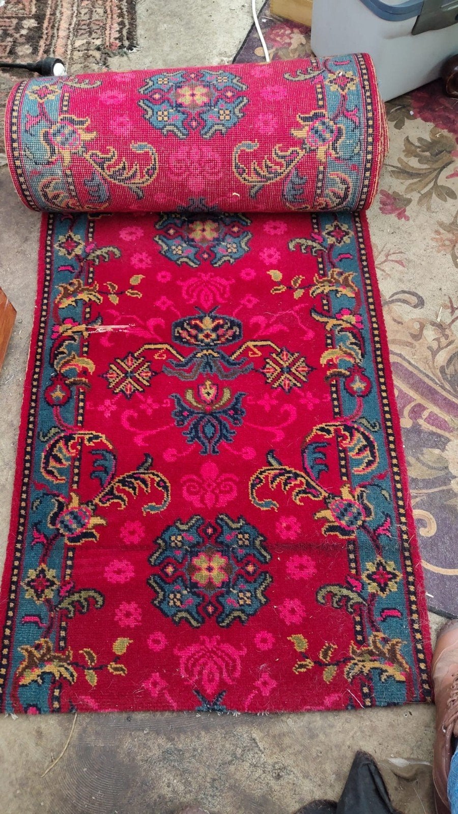 Lange  loper, Gebruikt, Vintage, 200 cm of meer, Blauw