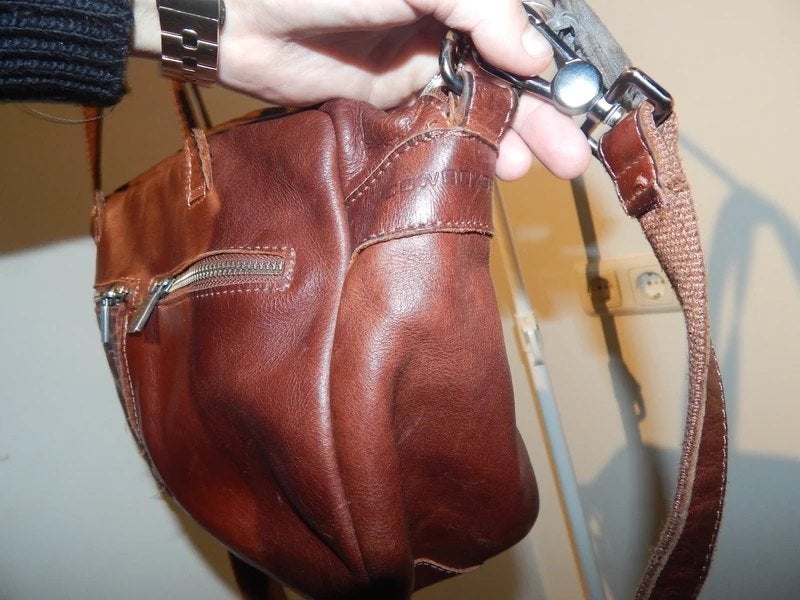 Cowboysbag mooie leren schoudertas vakken merk inslag, Overige merken, Bruin, Verzenden, Zo goed als nieuw