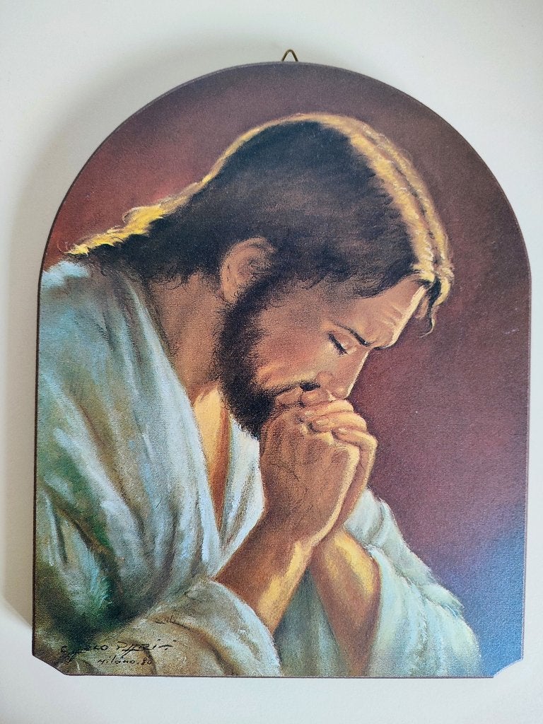 Jezus biddend. Naar een werk van Carlo Parisi, Milaan '80, Verzenden, Zo goed als nieuw, Overige typen, Christendom | Katholiek