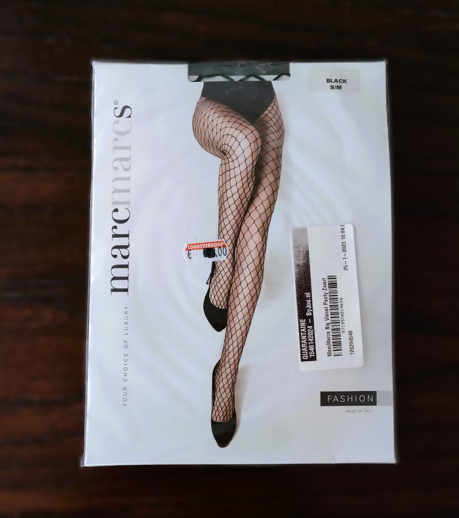 Mooie Fishnet Panty, Zwart, S-M, Grote Gaten, MarcMarcs, Zwart, Nieuw, Maat 40/42 (M), Ophalen of Verzenden
