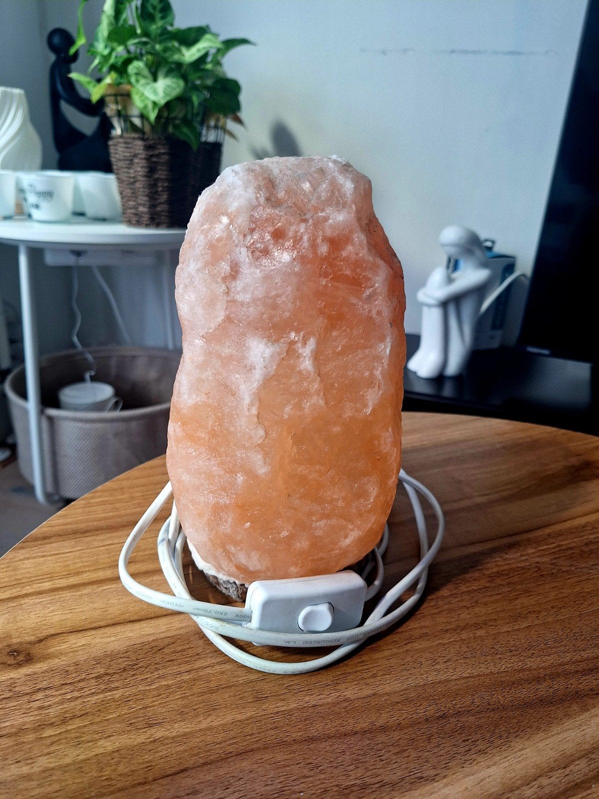 Himalaya zoutlamp – 25 cm – compleet, Gebruikt, 25 cm, Natuurlijk materiaal, Roze