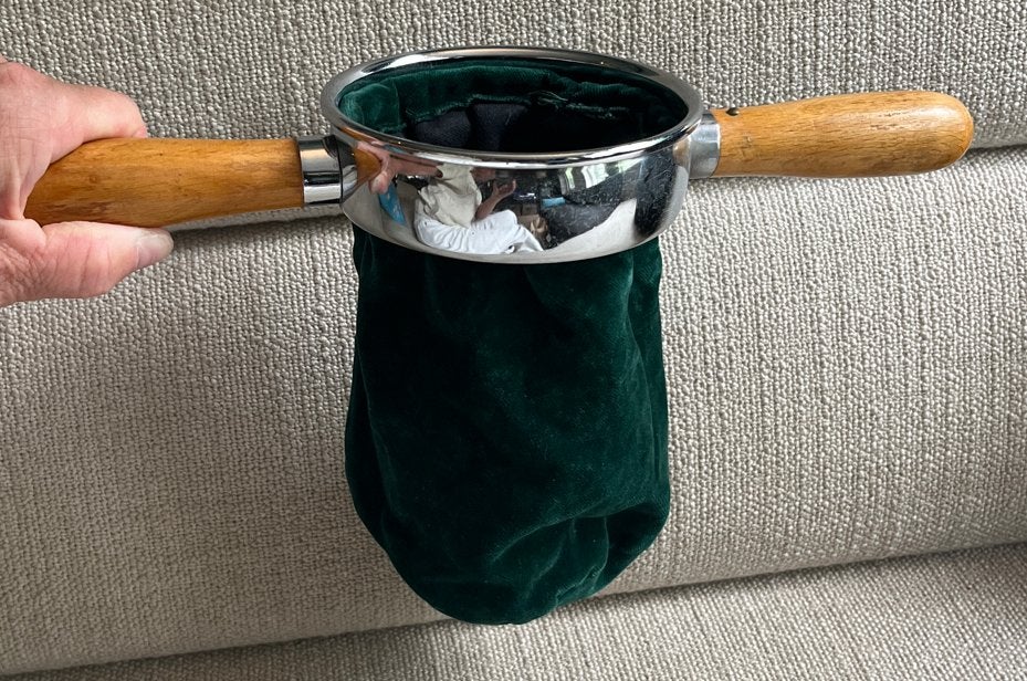 Vintage Collectezak / Klinkbuil met Houten Handvatten, Ophalen of Verzenden