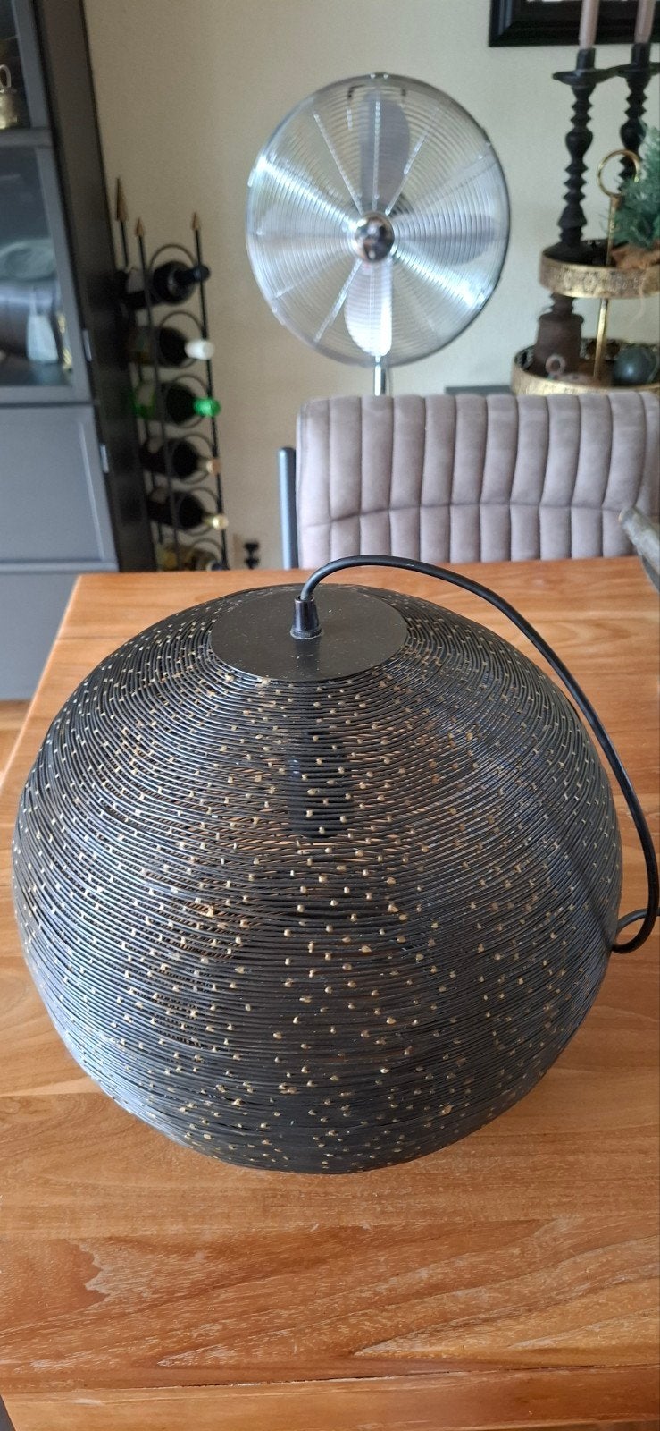 RELAXDAYS metalen hanglamp met goudkleurige puntjes, Gebruikt, Modern, Sfeervol, Metaal, E27 (groot)