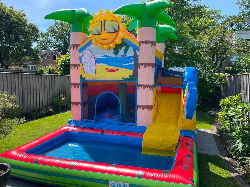 Summer Beach springkussen met waterglijbaan en zwembad huren, Ophalen of Verzenden, Zo goed als nieuw, Overige