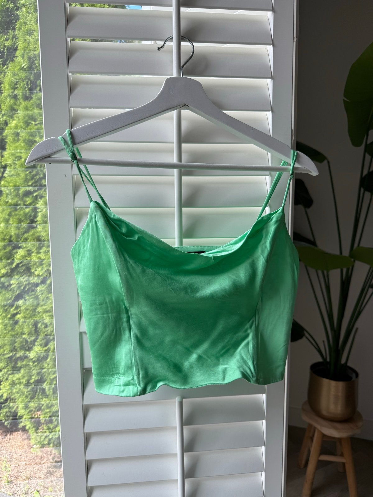 Zara Groene Satijnen Top Maat S, Kleding | Dames, Tops, Ophalen of Verzenden, Zo goed als nieuw, Groen, Maat 36 (S)