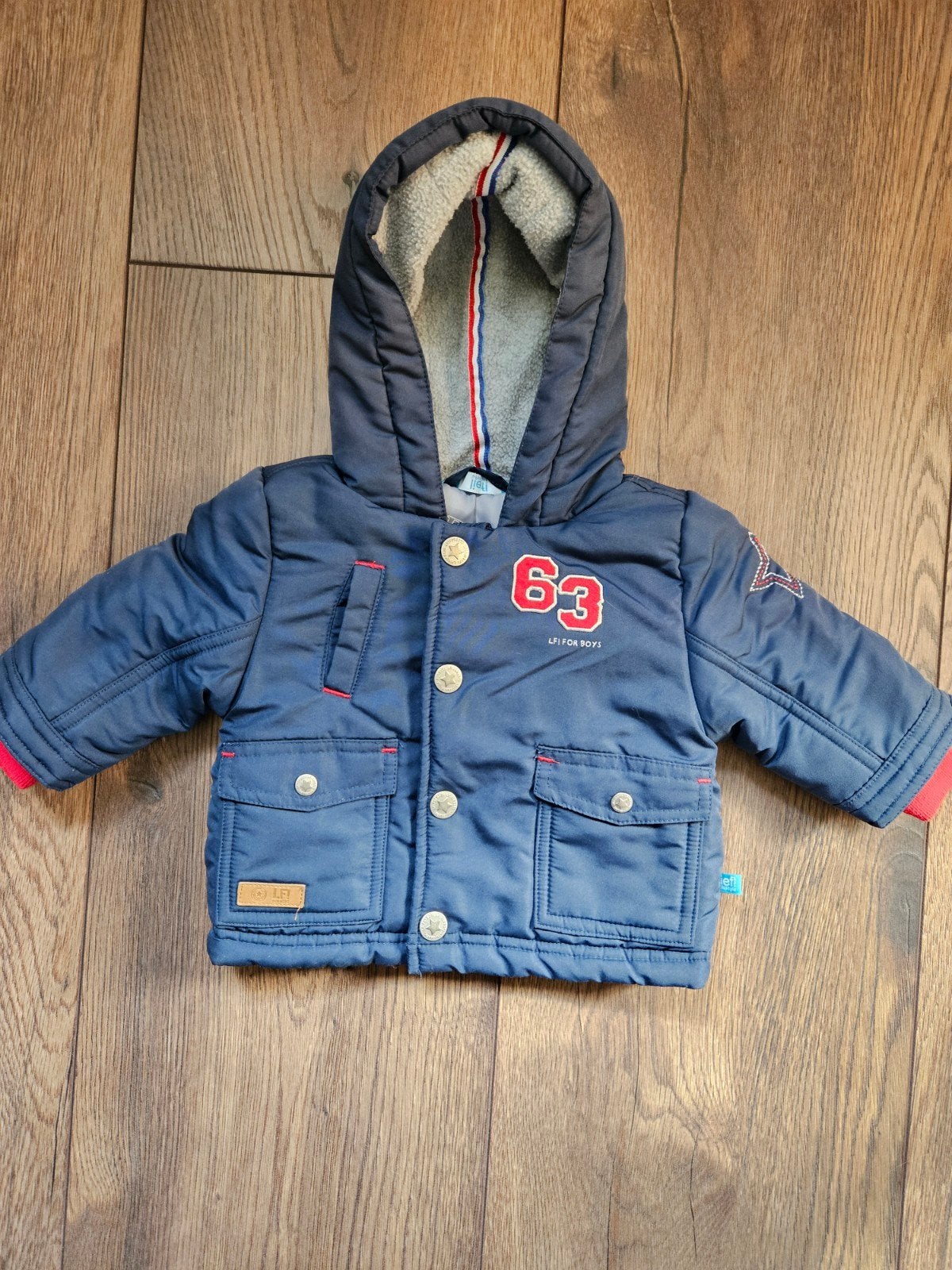 Donkerblauw winterjasje maat 56, Kinderen en Baby's, Babykleding | Maat 56, Lief!, Ophalen of Verzenden, Zo goed als nieuw, Jasje