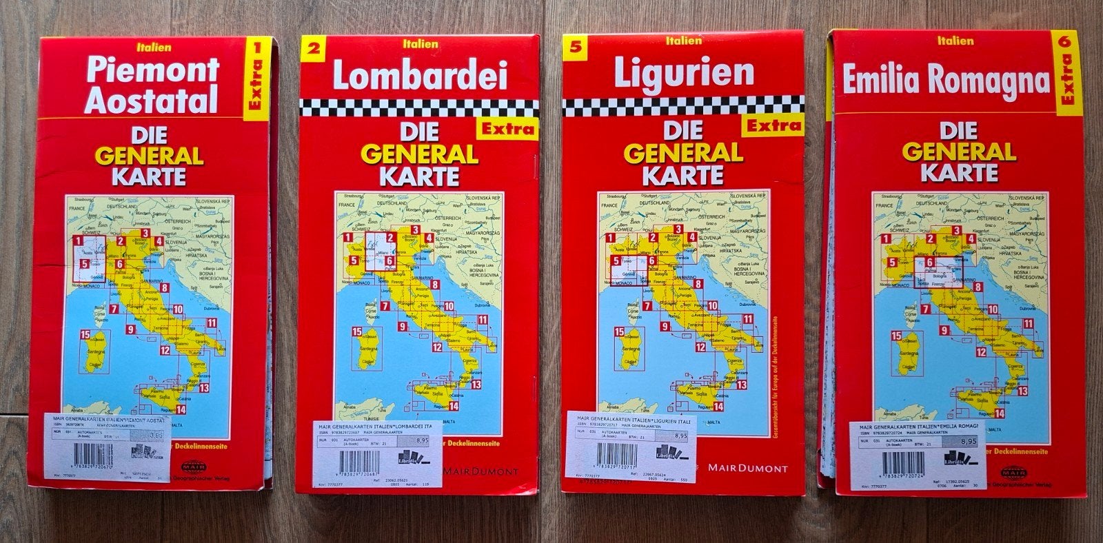 4 Wegenkaarten Italië Die General Karte Nr. 1 - 2 - 5 - 6, 2000 tot heden, Nieuw, Landkaart, Italië