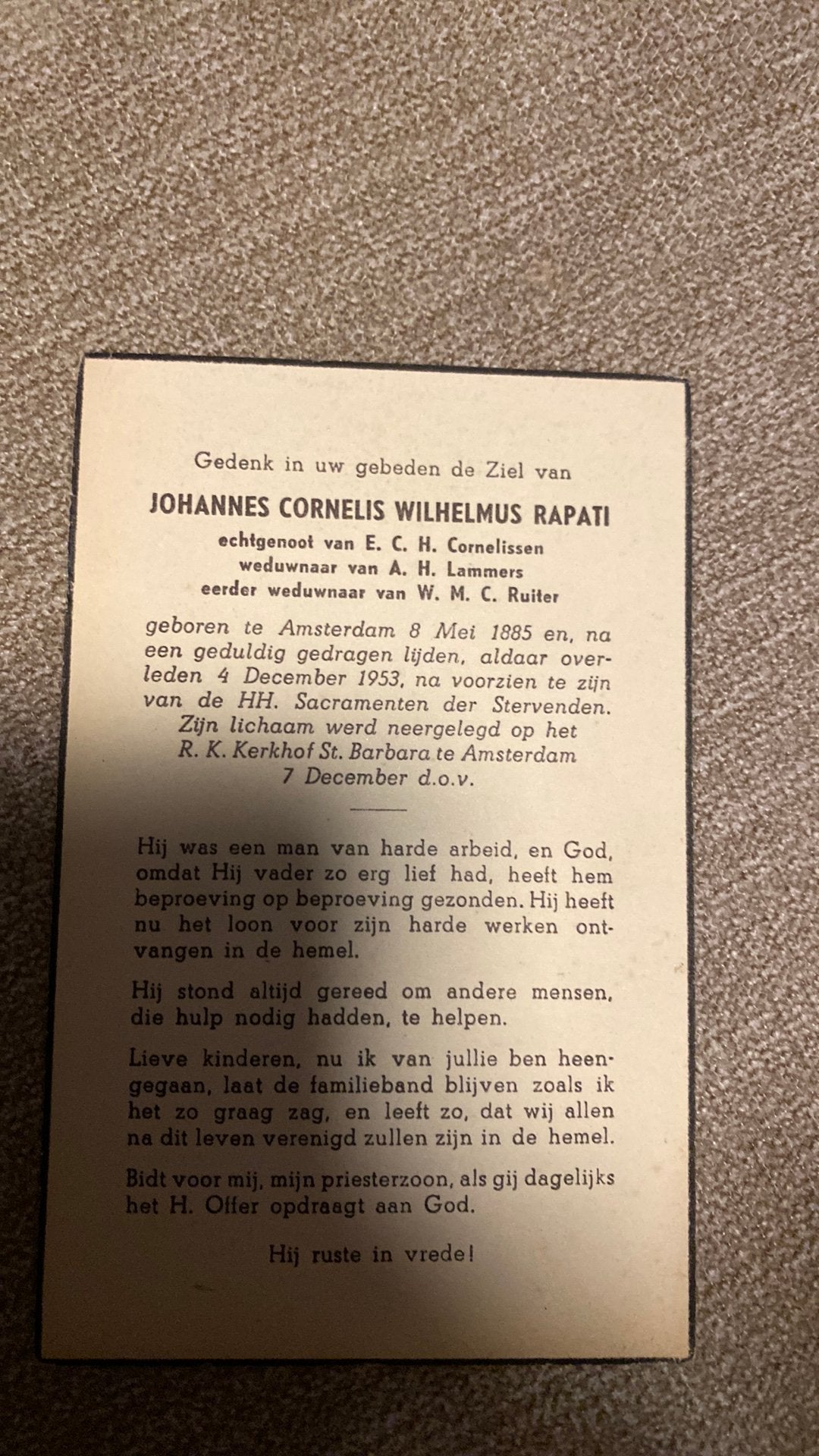 J Rapati x Ruiter x Lammers x Cornelissen1885 Amsterdam 1953, Verzamelen, Ophalen of Verzenden