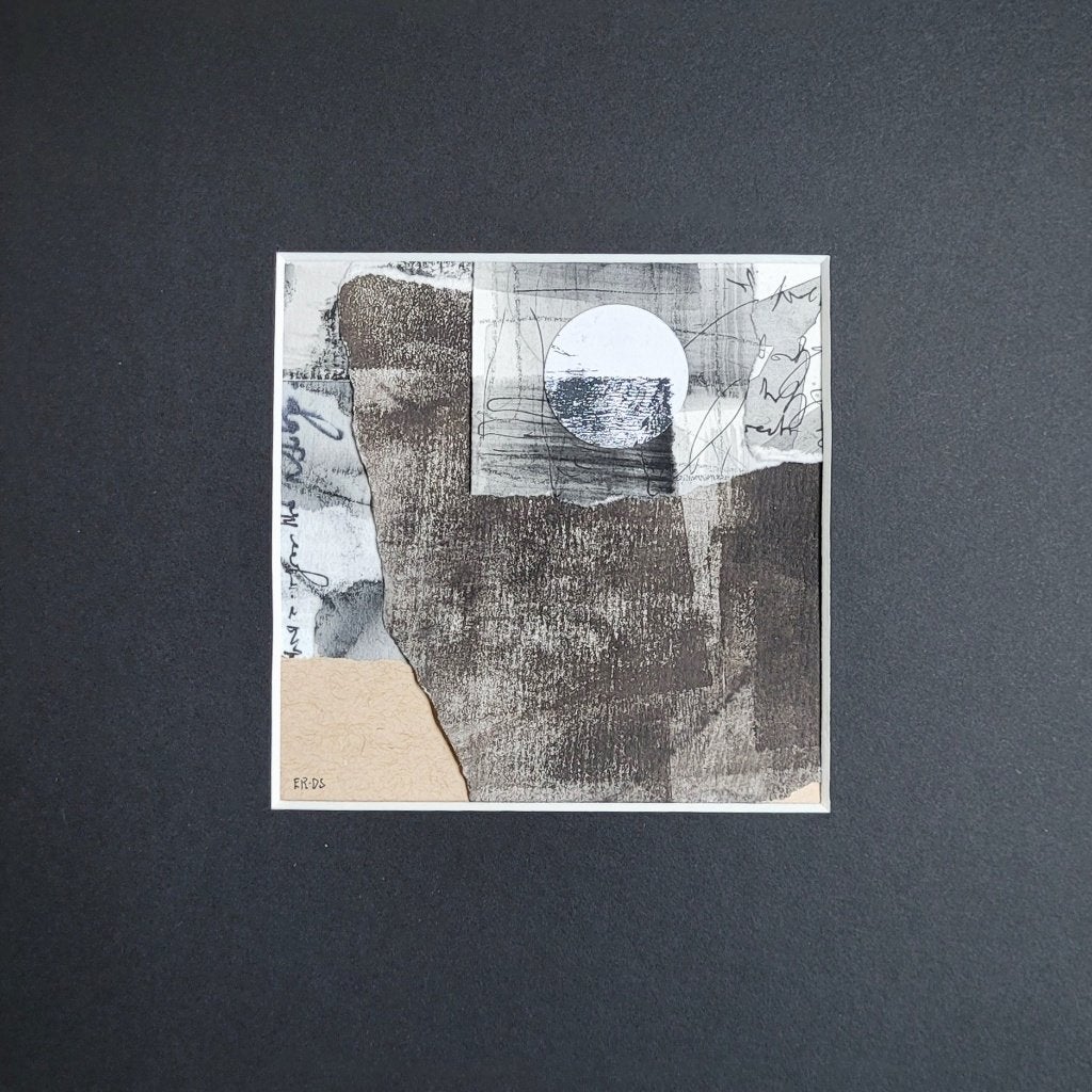 Abstracte kunst – klein formaat – mixed media, 20 cm, Zwart, Papier/karton, Nieuw
