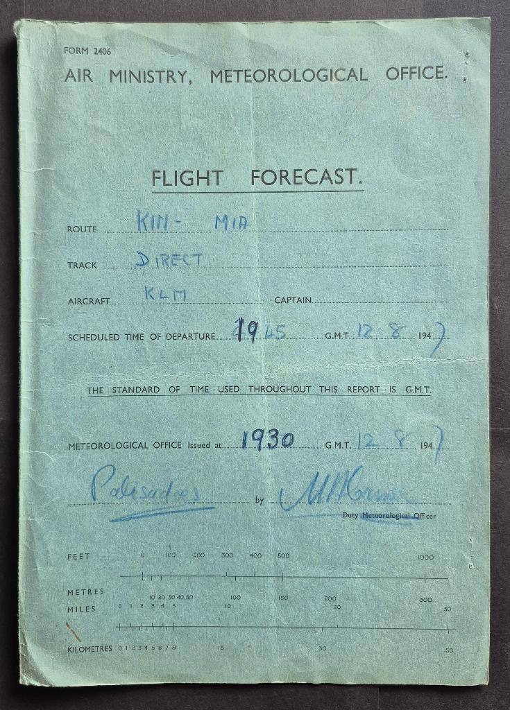 KLM Flight Forecast form uit 1947 (K1142), Ophalen of Verzenden, Gebruikt, Boek of Tijdschrift