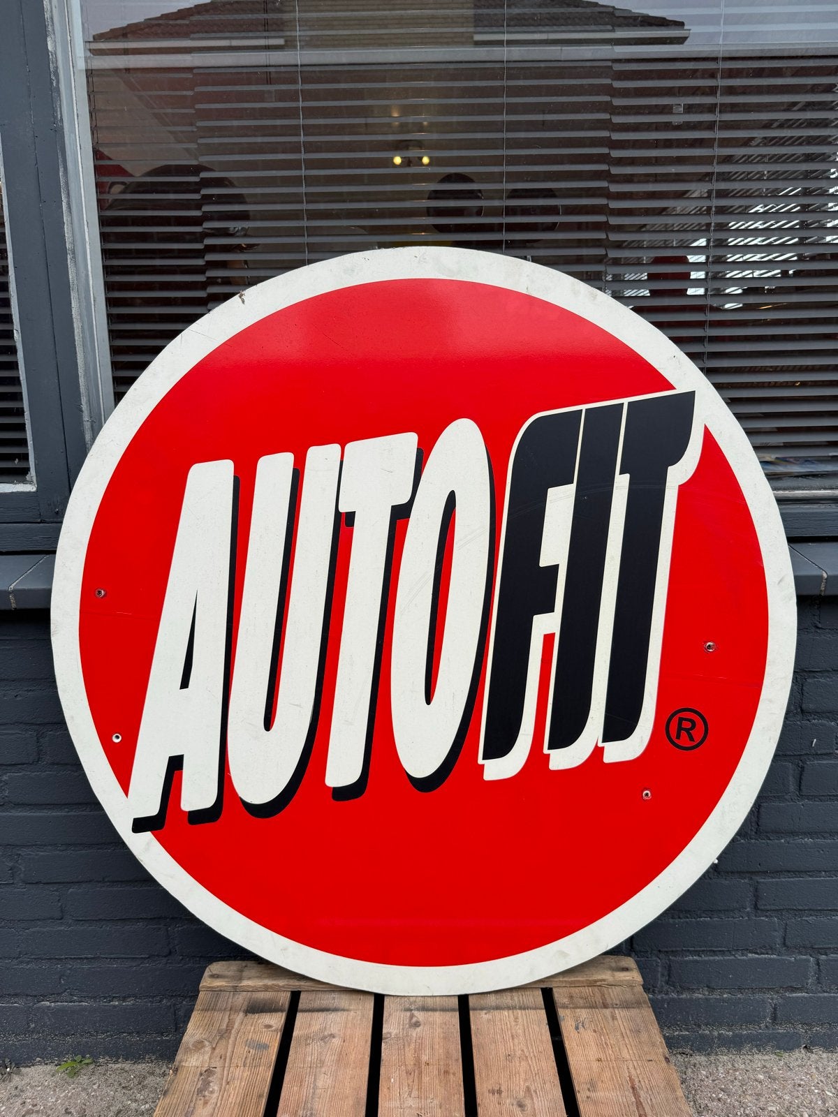 Vintage AutoFit Reclamebord - XL garage, Ophalen, Reclamebord, Gebruikt, .