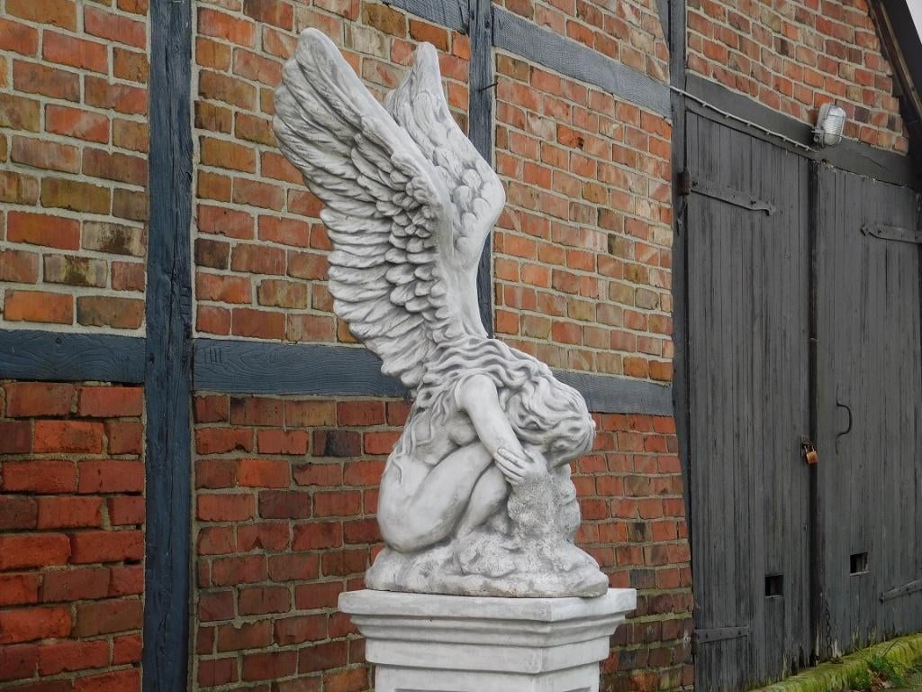 Beeld Knielende Engel - 110 cm - Steen, Tuin en Terras, Tuinbeelden, Steen, Engelenbeeld, ., Nieuw
