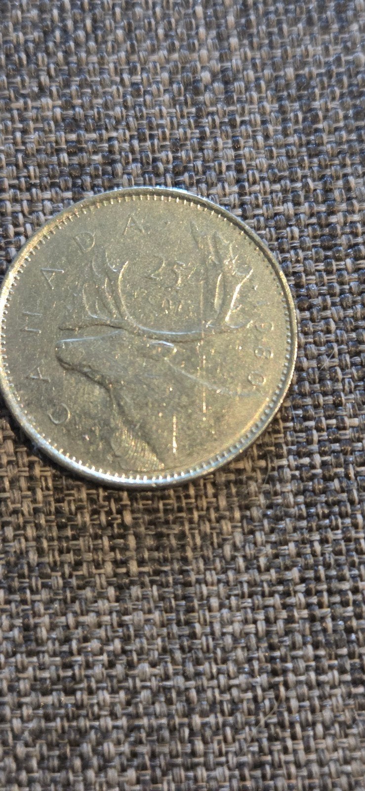 Canadese 25 cent munt - Elizabeth II en kariboe, Postzegels en Munten, Ophalen of Verzenden, Losse munt
