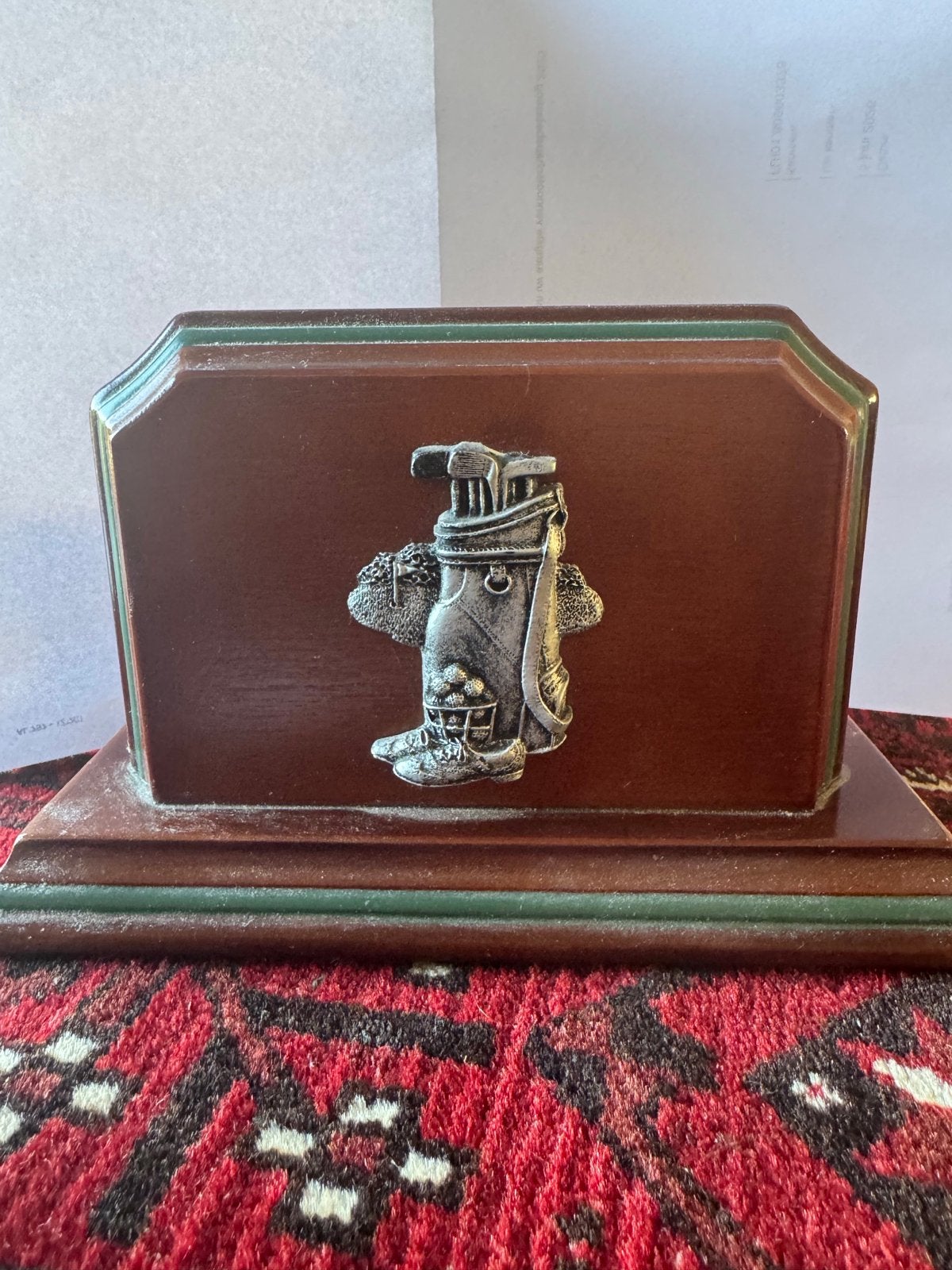 Leuke brievenhouder met golf afbeelding, Hout, Gebruikt, Ophalen of Verzenden, Klassiek