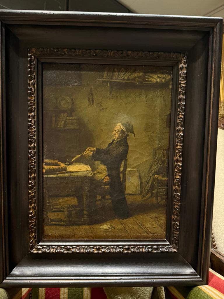Oud schilderij naar Franz Meerts –The Old Attorney olieverf, Antiek en Kunst, Kunst | Schilderijen | Klassiek, Ophalen of Verzenden