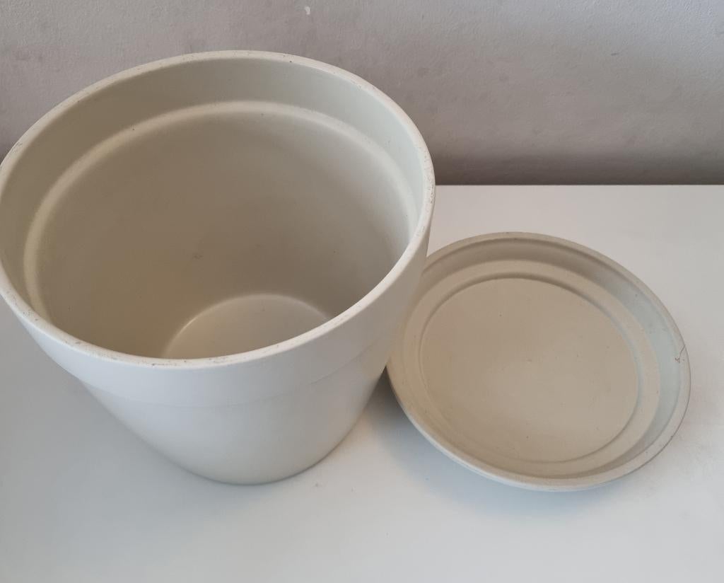 Ikea bloempot met schotel, Tuin en Terras, Ophalen, Gebruikt, Rond, Aardewerk