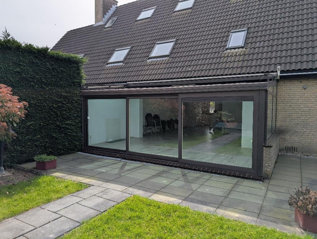 Jordens aluminium serre met elektrische zonnewering, Tuin en Terras, Overkappingen, Gebruikt, Serre, Ophalen