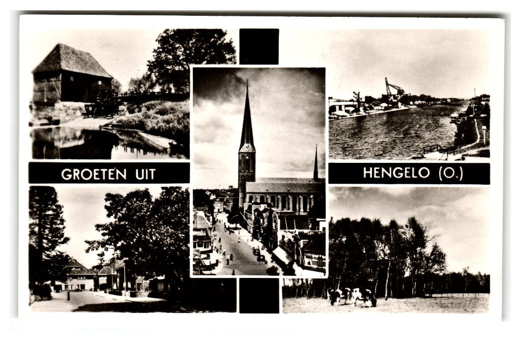 Hengelo, Groeten uit Hengelo - Opruimingskaart, Ophalen of Verzenden, 1940 tot 1960, Gelopen, Overijssel