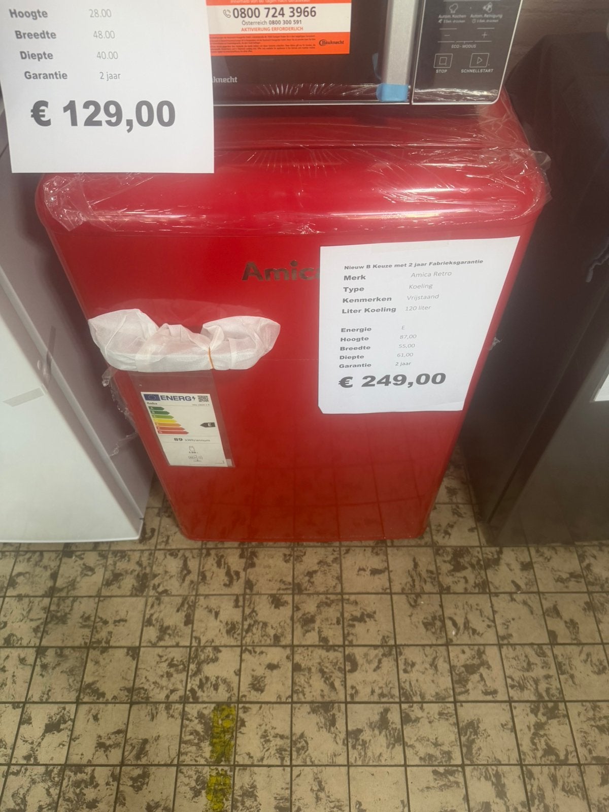 Retro tafelmodel koelkast rood nieuw