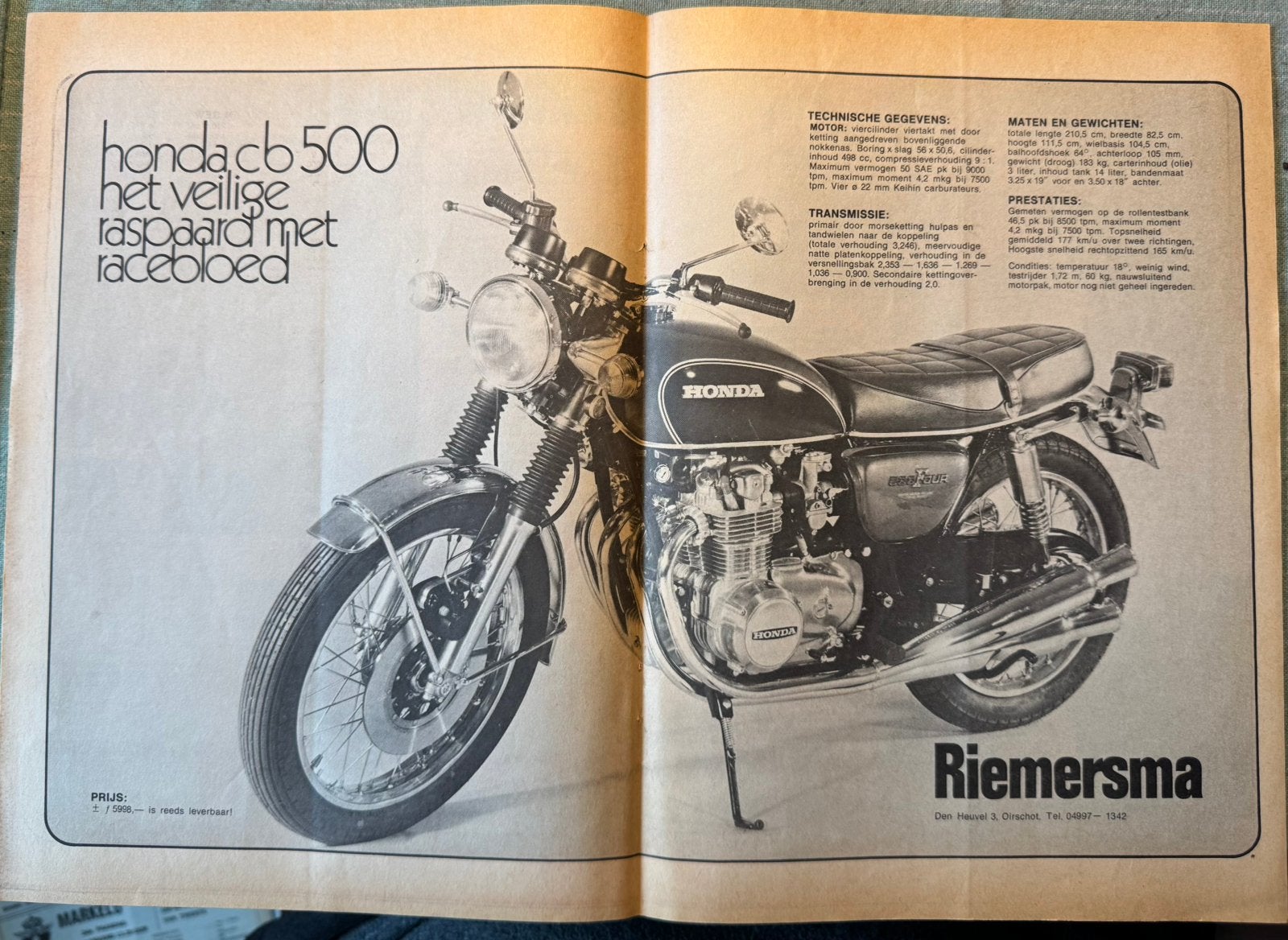 Advertentie 1971 Honda CB500, Verzenden, Zo goed als nieuw, Motoren