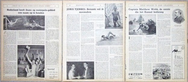 Artikelen over diverse sporten 1950 Basketball Waterpolo, Ophalen of Verzenden, 1940 tot 1960, Tijdschrift
