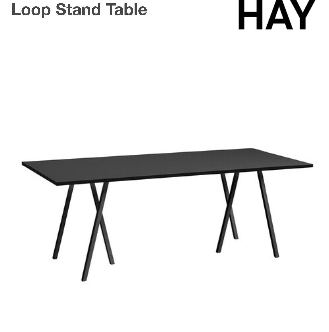 HAY Loop Stand Table - Zwart, Modern Design 180 cm, Zo goed als nieuw, Vier personen, Rechthoekig, 50 tot 100 cm