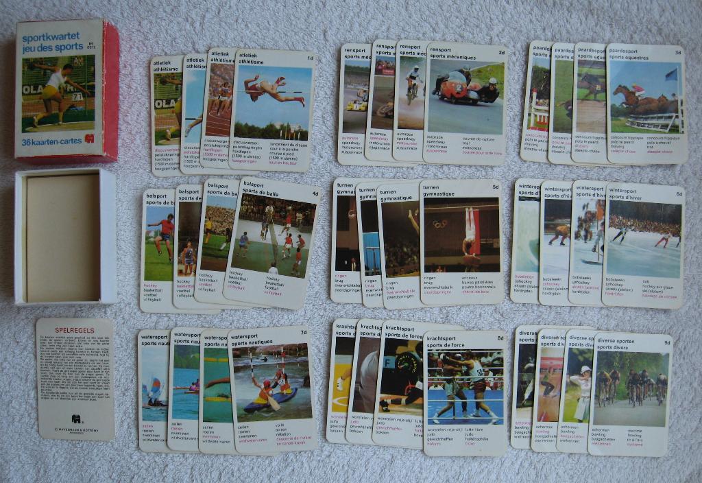 sportkwartet / jeu des sports met 9 kwartetten (van Jumbo), Ophalen of Verzenden, Gebruikt, Kwartet(ten)