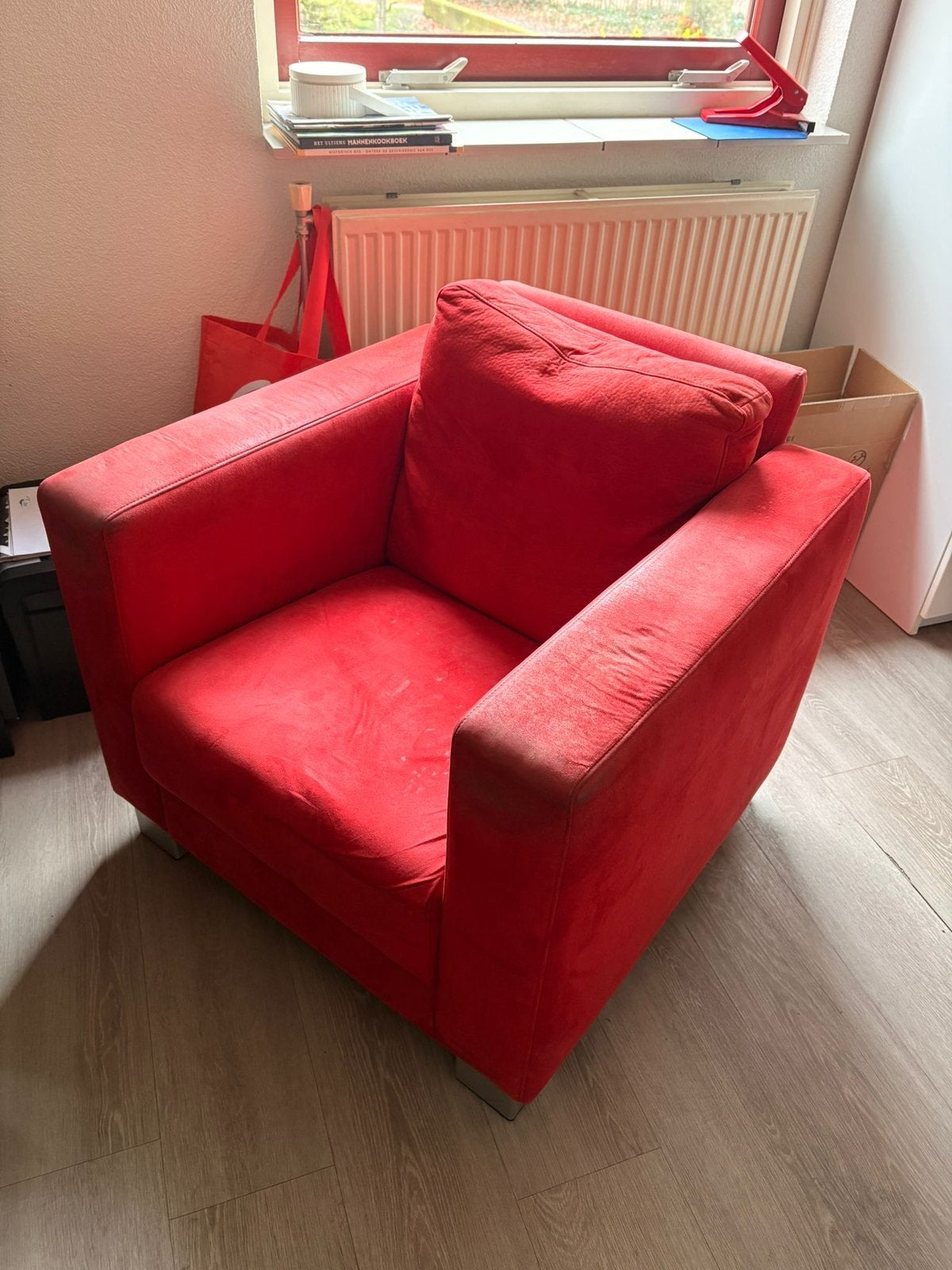 Montell stoel rood fauteuil, Huis en Inrichting, Banken | Sofa's en Chaises Longues, Ophalen, Gebruikt, Eenpersoons
