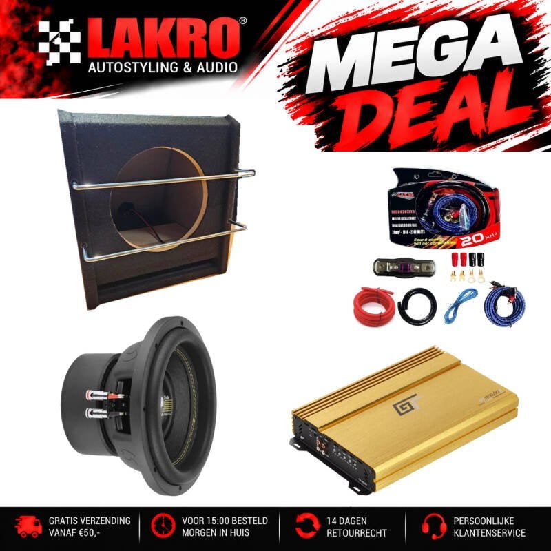 10 inch Pack 11 - LAKRO - subwooferpakket - 1000 watt RMS, Niet ingevuld, Niet ingevuld, Niet ingevuld